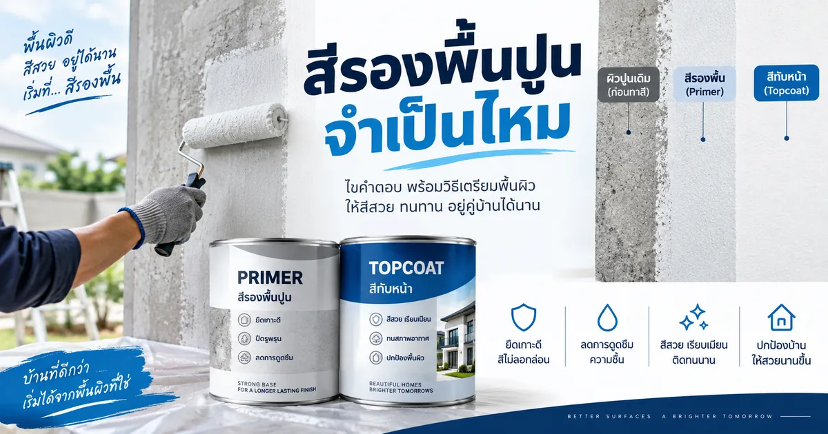 สีรองพื้นปูน จำเป็นไหม เลือกยังไง ต่างจากสีจริงตรงไหน