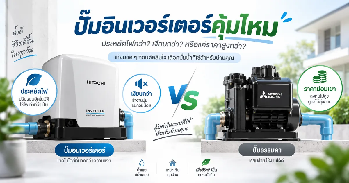 ปั๊มน้ำอินเวอร์เตอร์ คุ้มไหม ต่างจากปั๊มธรรมดายังไง