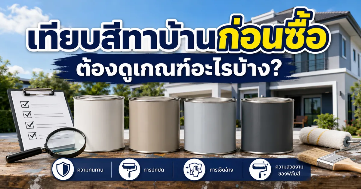 เปรียบเทียบสีทาบ้านก่อนซื้อ ดูเกณฑ์อะไรบ้าง (เกรด/คุณสมบัติ/ความคุ้ม)