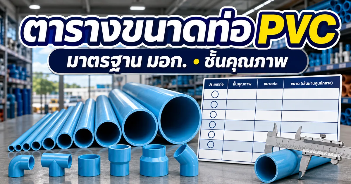 ตารางขนาดท่อ PVC มาตรฐาน มอก. พร้อมชั้นคุณภาพ (class) เลือกยังไงให้ตรงงาน