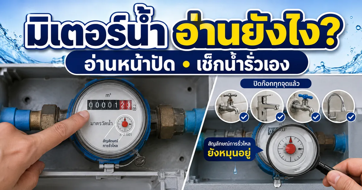 มิเตอร์น้ำ อ่านยังไง? สอนอ่านหน้าปัด + วิธีเช็คน้ำรั่วด้วยตัวเอง